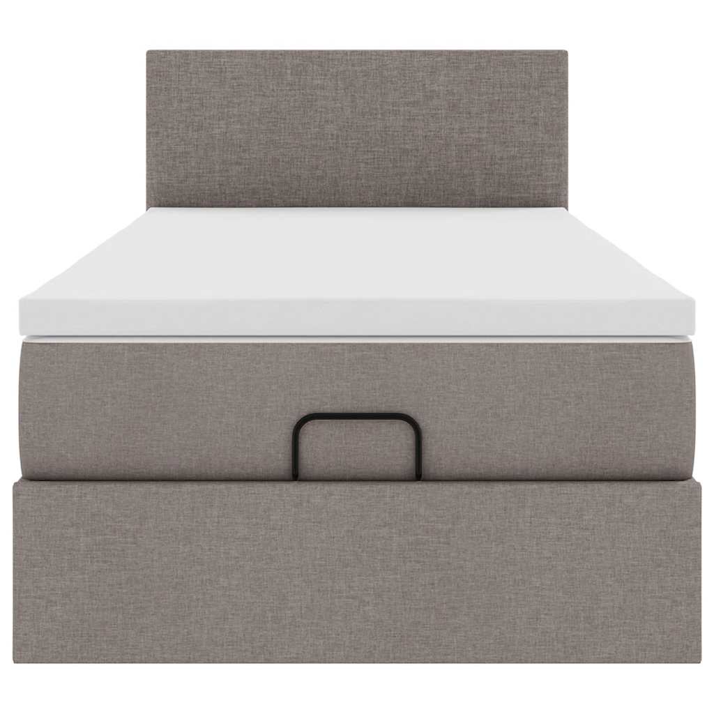Struttura Letto Pouf con Materasso Tortora 80x200 cm in Tessuto