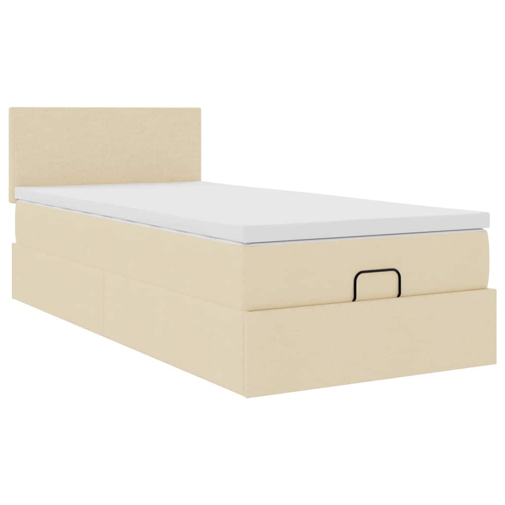 Struttura Letto Pouf con Materasso Crema 80x200 cm in Tessuto | homemem39