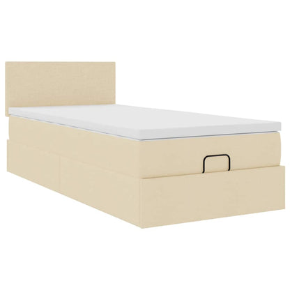 Struttura Letto Pouf con Materasso Crema 80x200 cm in Tessuto | homemem39
