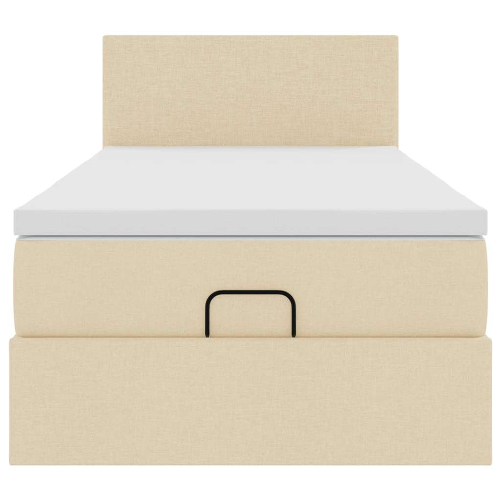 Struttura Letto Pouf con Materasso Crema 80x200 cm in Tessuto | homemem39