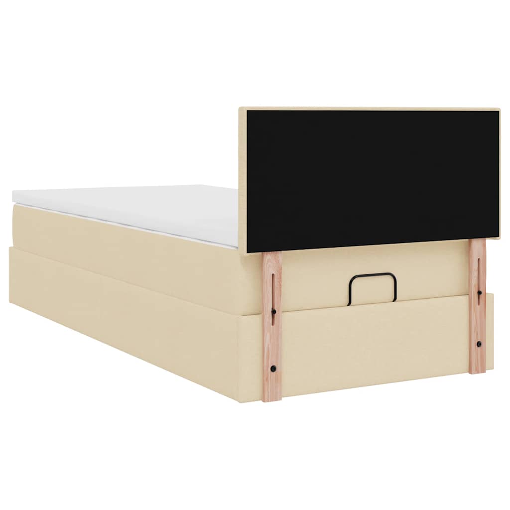Struttura Letto Pouf con Materasso Crema 80x200 cm in Tessuto | homemem39