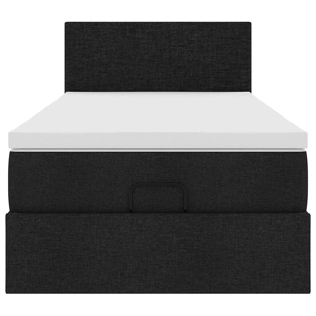 Struttura Letto Pouf con Materasso Nero 90x190 cm in Tessuto | homemem39
