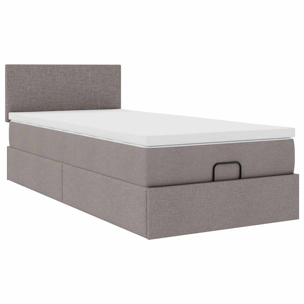 Struttura Letto Pouf con Materasso Tortora 90x190 cm in Tessuto | homemem39