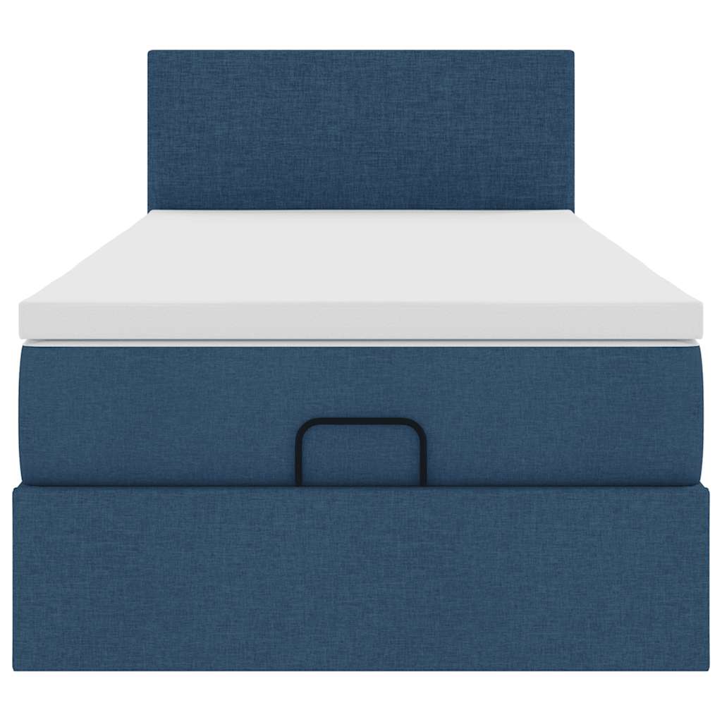 Struttura Letto Pouf con Materasso Blu 90x190 cm in Tessuto | homemem39