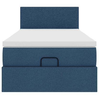 Struttura Letto Pouf con Materasso Blu 90x190 cm in Tessuto | homemem39