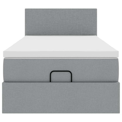 Pouf Letto con Materasso Grigio Chiaro 90x200 cm in Tessuto - homemem39