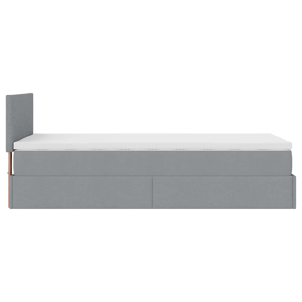 Pouf Letto con Materasso Grigio Chiaro 90x200 cm in Tessuto - homemem39