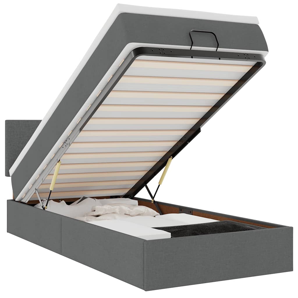 Pouf Letto con Materasso Grigio Scuro 90x200 cm in Tessuto - homemem39