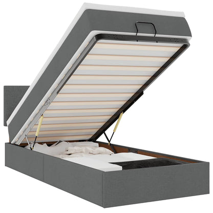 Pouf Letto con Materasso Grigio Scuro 90x200 cm in Tessuto - homemem39