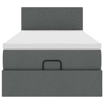 Pouf Letto con Materasso Grigio Scuro 90x200 cm in Tessuto - homemem39