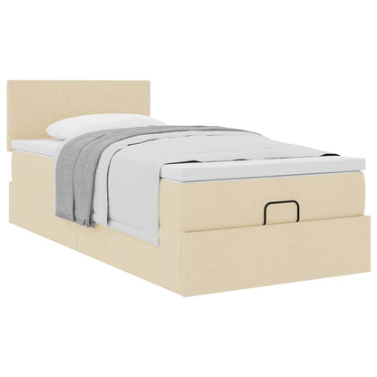 Pouf Letto con Materasso Crema 90x200 cm in Tessuto | homemem39