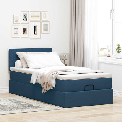 Pouf Letto con Materasso Blu 90x200 cm in Tessuto | homemem39
