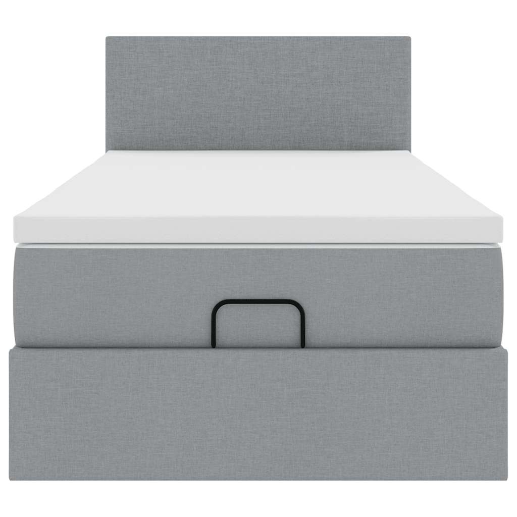 Pouf Letto con Materasso Grigio Chiaro 100x200 cm in Tessuto - homemem39