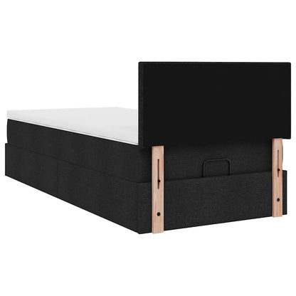 Pouf Letto con Materasso Nero 100x200 cm in Tessuto