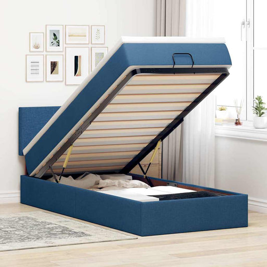Pouf Letto con Materasso Blu 100x200 cm in Tessuto | homemem39