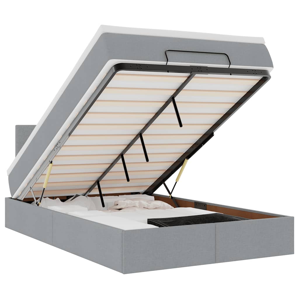 Pouf Letto con Materasso Grigio Chiaro 120x190 cm in Tessuto