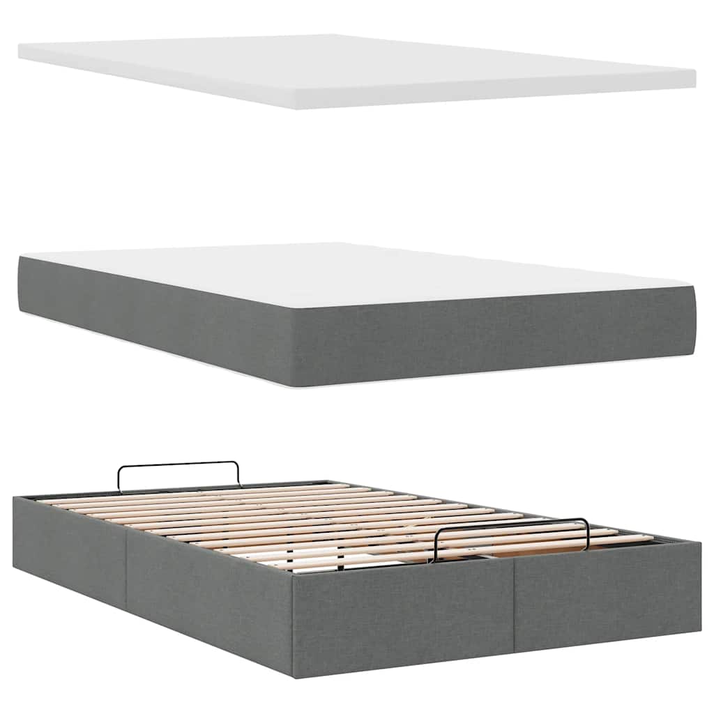 Pouf Letto con Materasso Grigio Scuro 120x190 cm in Tessuto | homemem39