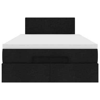 Pouf Letto con Materasso Nero 120x190 cm in Tessuto