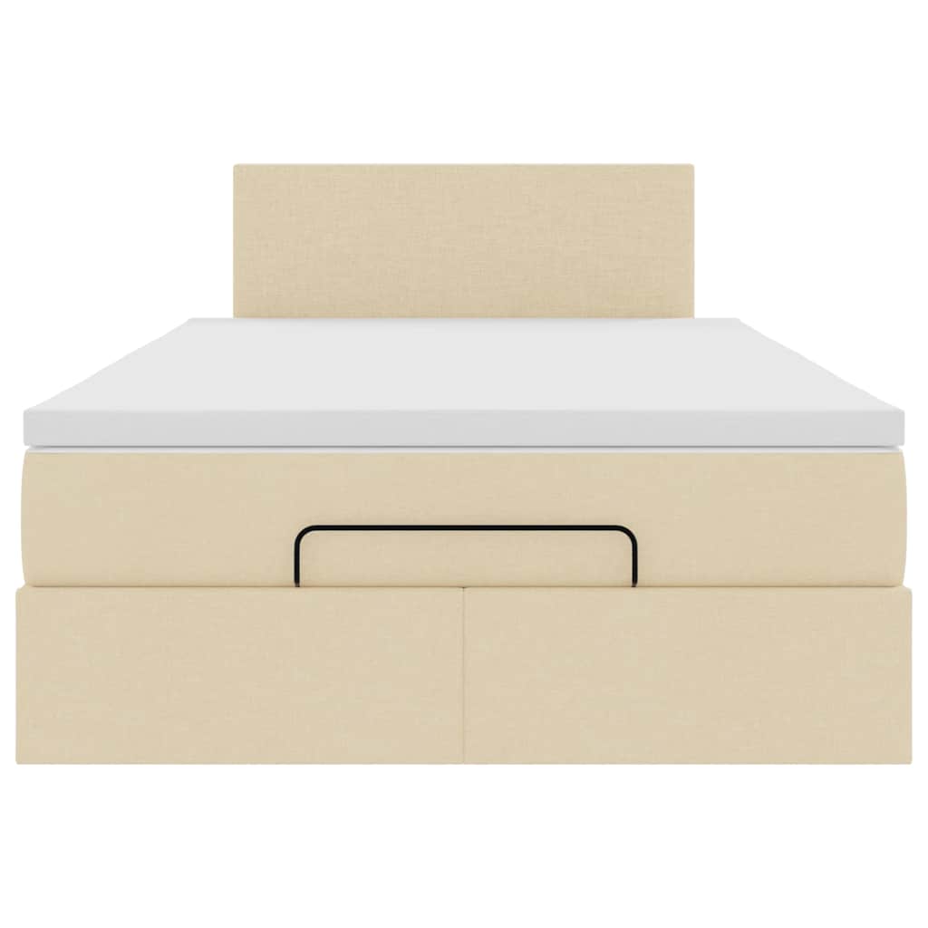 Struttura Letto Pouf con Materasso Crema 120x190 cm in Tessuto | homemem39