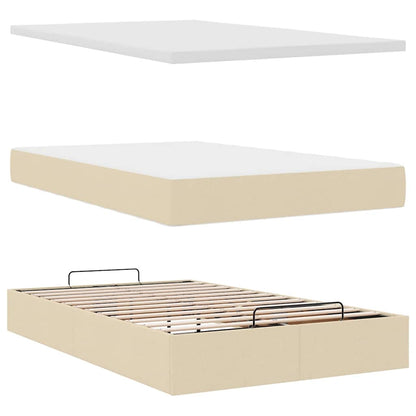 Struttura Letto Pouf con Materasso Crema 120x190 cm in Tessuto | homemem39