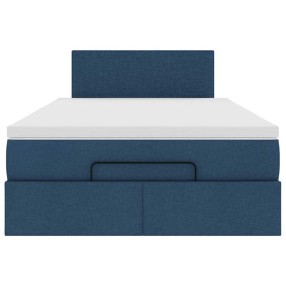 Struttura Letto Pouf con Materasso Blu 120x190 cm in Tessuto