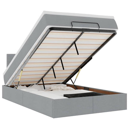 Pouf Letto con Materasso Grigio Chiaro 120x200 cm in Tessuto - homemem39