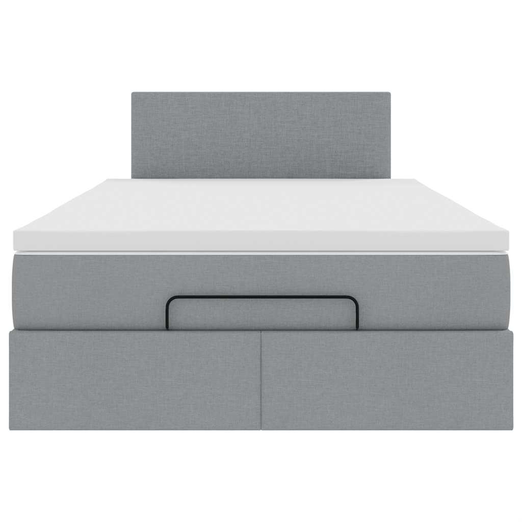 Pouf Letto con Materasso Grigio Chiaro 120x200 cm in Tessuto