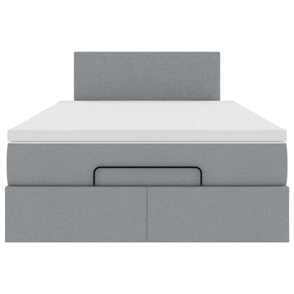 Pouf Letto con Materasso Grigio Chiaro 120x200 cm in Tessuto