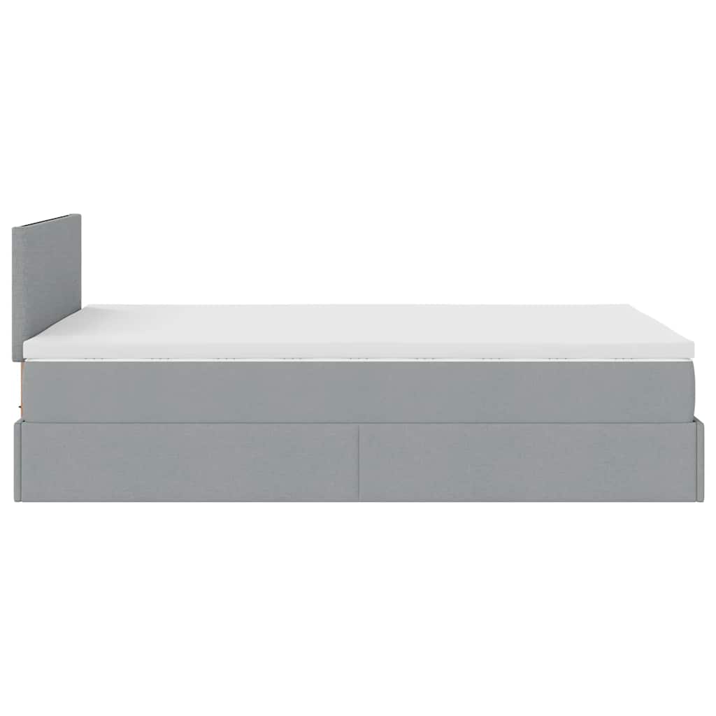 Pouf Letto con Materasso Grigio Chiaro 120x200 cm in Tessuto
