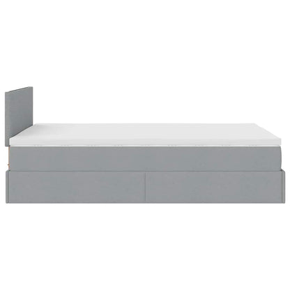 Pouf Letto con Materasso Grigio Chiaro 120x200 cm in Tessuto