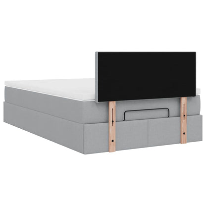 Pouf Letto con Materasso Grigio Chiaro 120x200 cm in Tessuto - homemem39