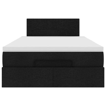 Pouf Letto con Materasso Nero 120x200 cm in Tessuto