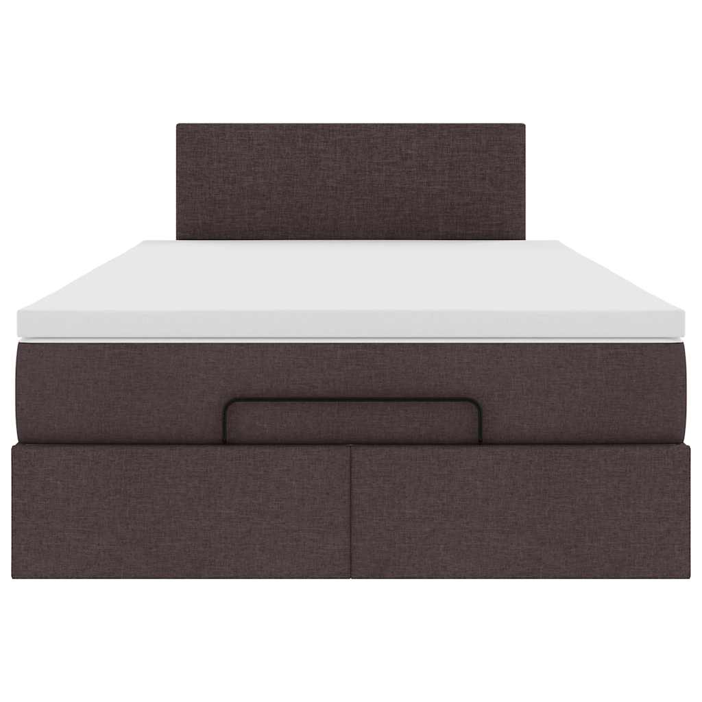 Pouf Letto con Materasso Marrone Scuro 120x200 cm in Tessuto - homemem39