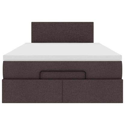 Pouf Letto con Materasso Marrone Scuro 120x200 cm in Tessuto - homemem39