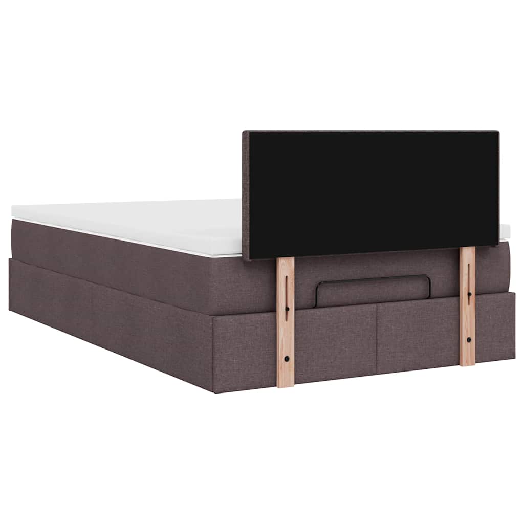 Pouf Letto con Materasso Marrone Scuro 120x200 cm in Tessuto - homemem39