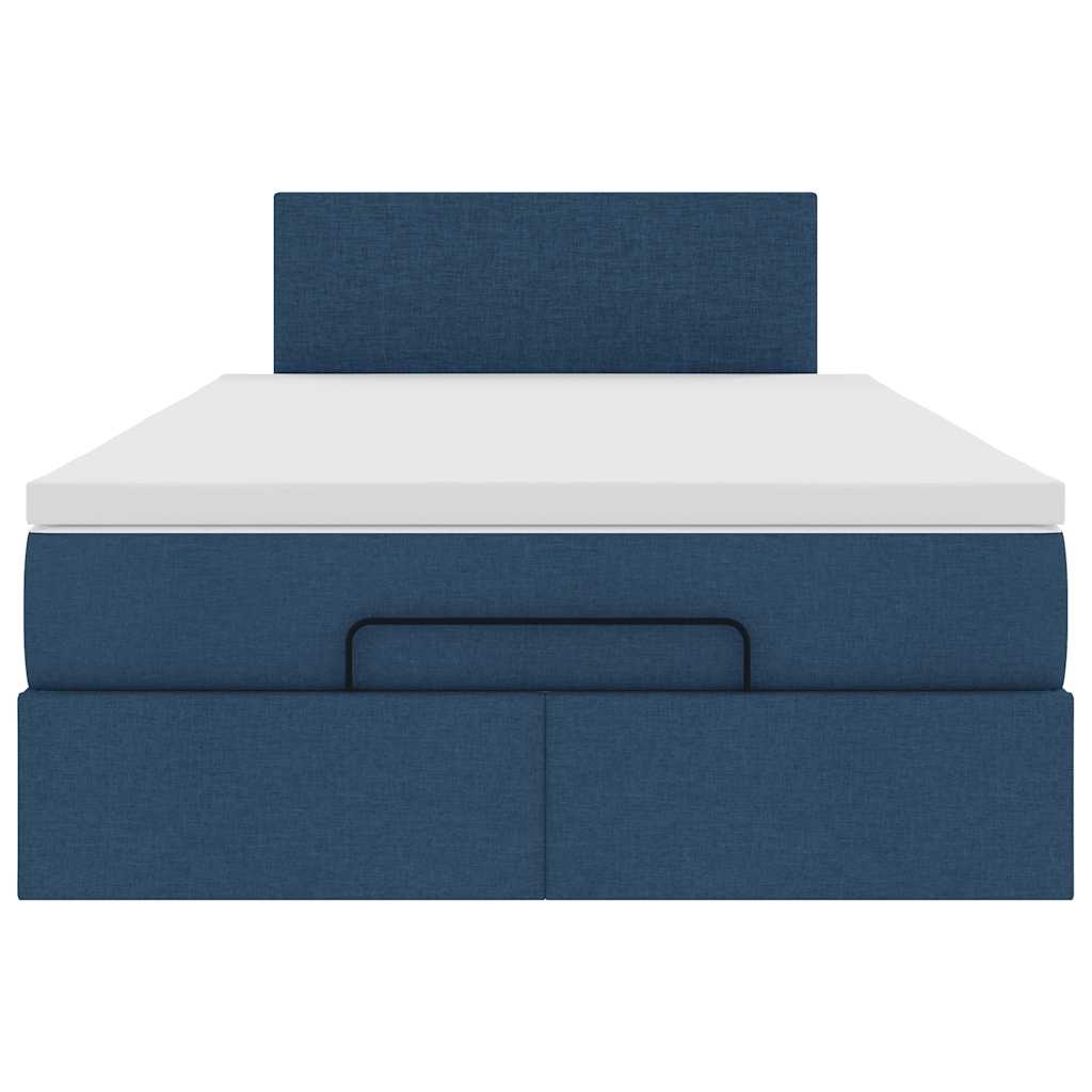 Pouf Letto con Materasso Blu 120x200 cm in Tessuto