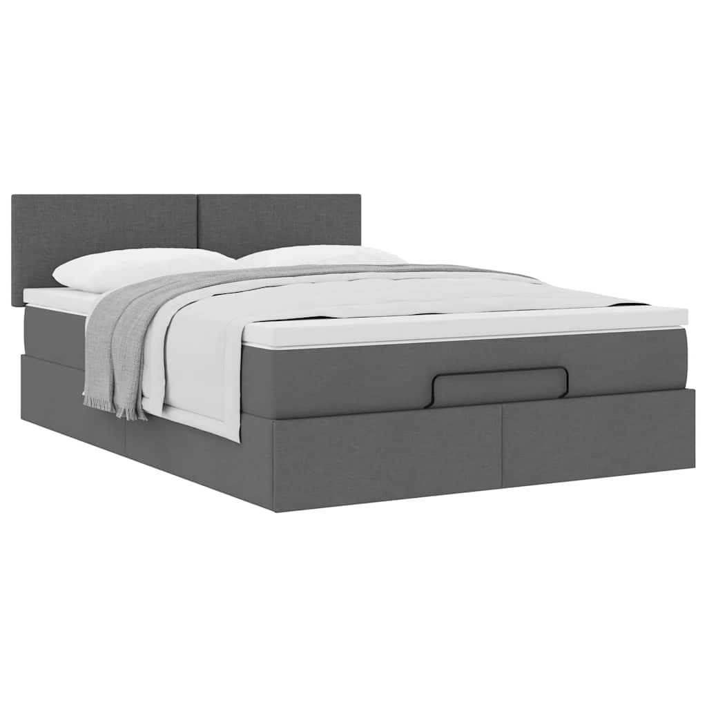 Pouf Letto con Materasso Grigio Scuro 140x190 cm in Tessuto | homemem39