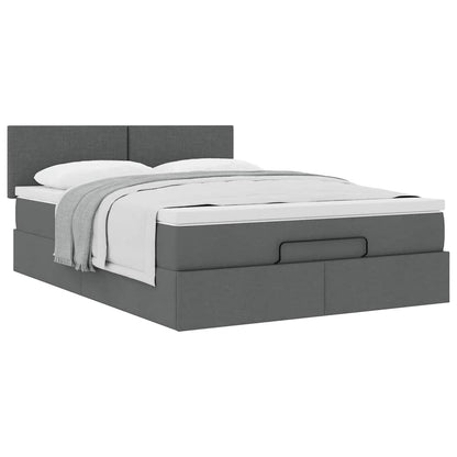 Pouf Letto con Materasso Grigio Scuro 140x190 cm in Tessuto | homemem39