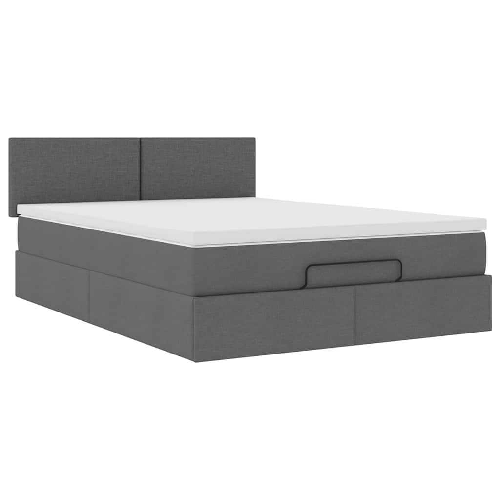 Pouf Letto con Materasso Grigio Scuro 140x190 cm in Tessuto | homemem39