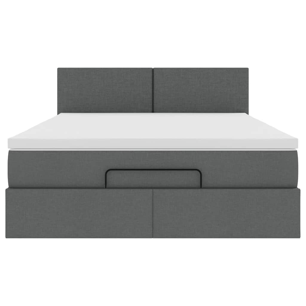 Pouf Letto con Materasso Grigio Scuro 140x190 cm in Tessuto | homemem39