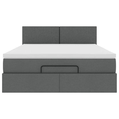 Pouf Letto con Materasso Grigio Scuro 140x190 cm in Tessuto | homemem39