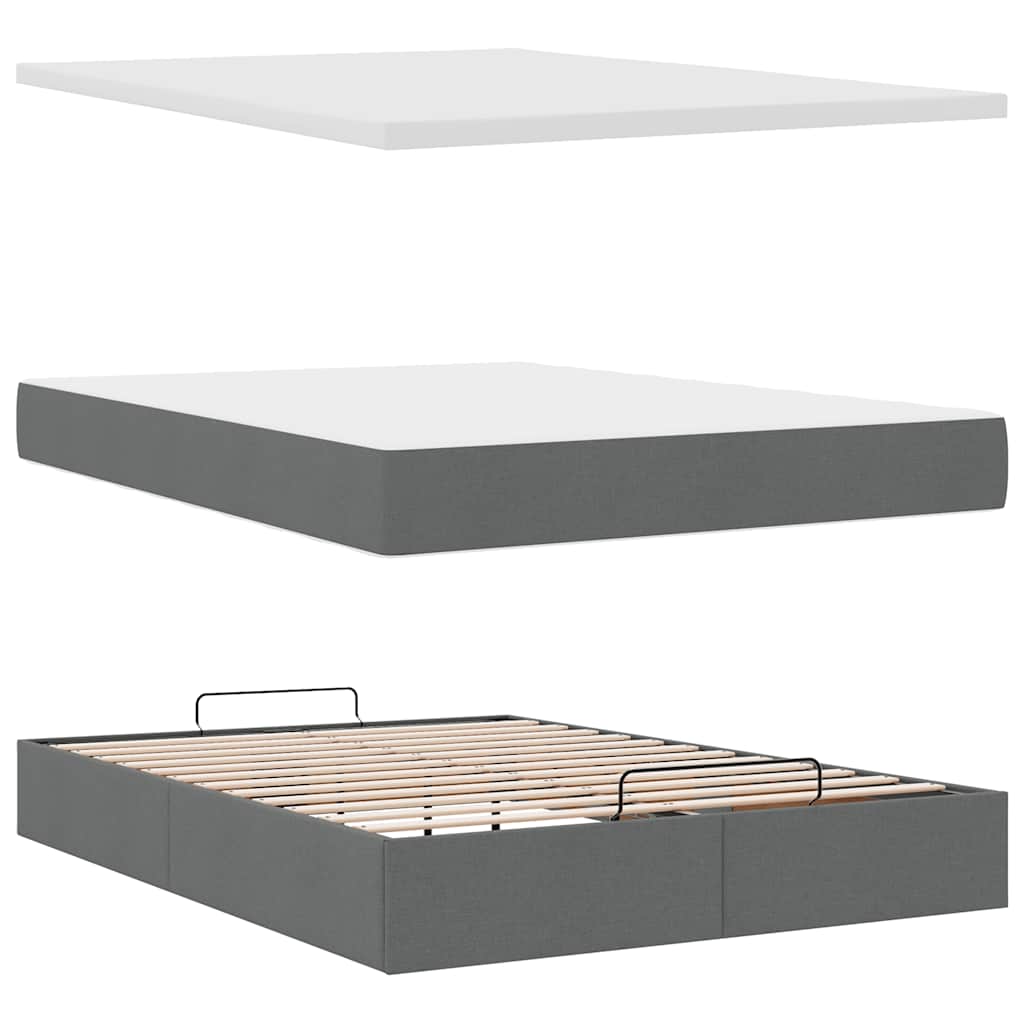 Pouf Letto con Materasso Grigio Scuro 140x190 cm in Tessuto | homemem39