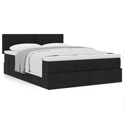 Pouf Letto con Materasso Nero 140x190 cm in Tessuto | homemem39