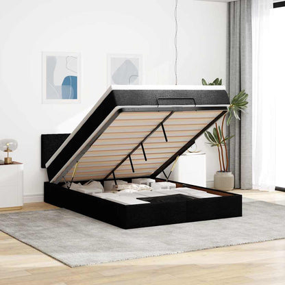 Pouf Letto con Materasso Nero 140x190 cm in Tessuto | homemem39