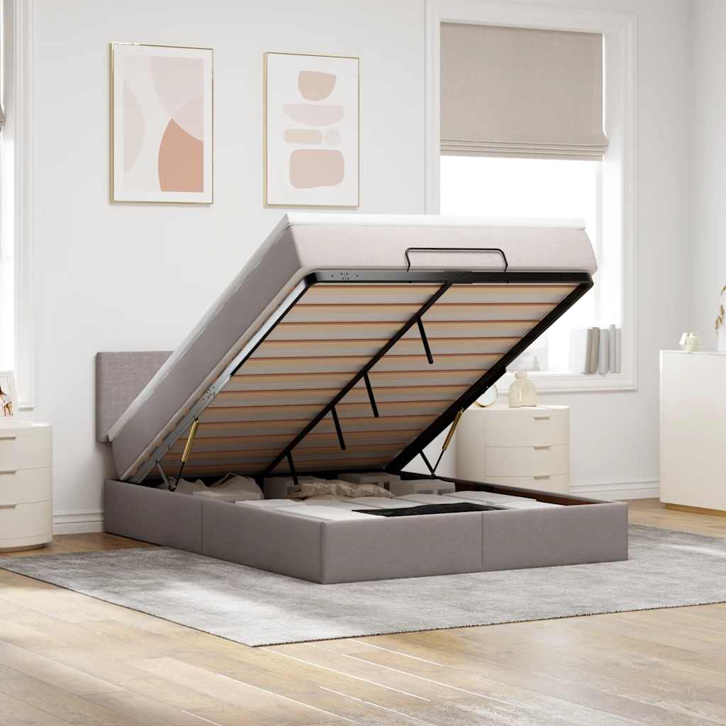 Pouf Letto con Materasso Tortora 140x190 cm in Tessuto | homemem39