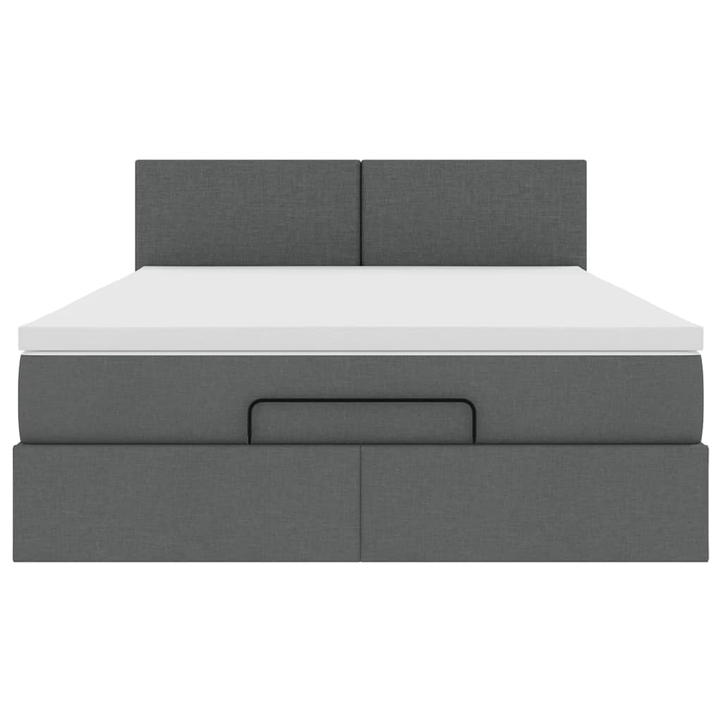 Pouf Letto con Materasso Grigio Scuro 140x200 cm in Tessuto