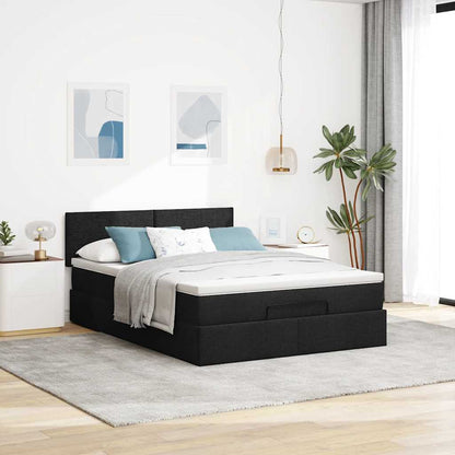Pouf Letto con Materasso Nero 140x200 cm in Tessuto | homemem39