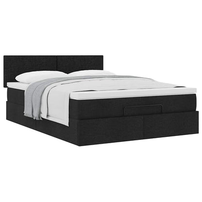 Pouf Letto con Materasso Nero 140x200 cm in Tessuto | homemem39