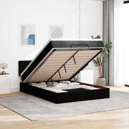 Pouf Letto con Materasso Nero 140x200 cm in Tessuto | homemem39