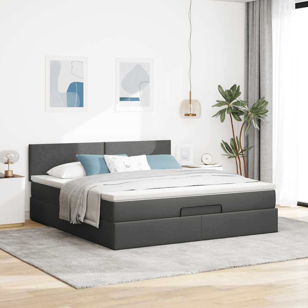 Struttura Letto Pouf con Materasso 160x200 cm in Tessuto | homemem39